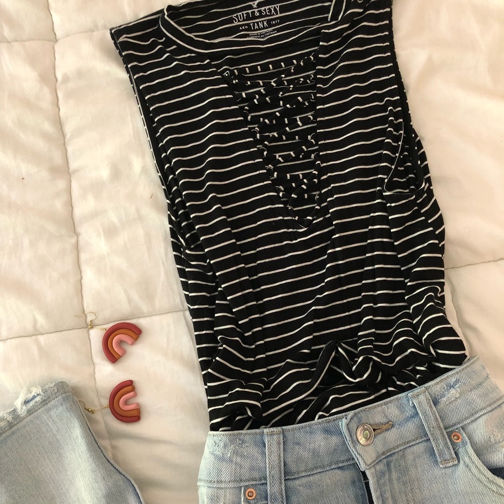 Black and white striped tank top